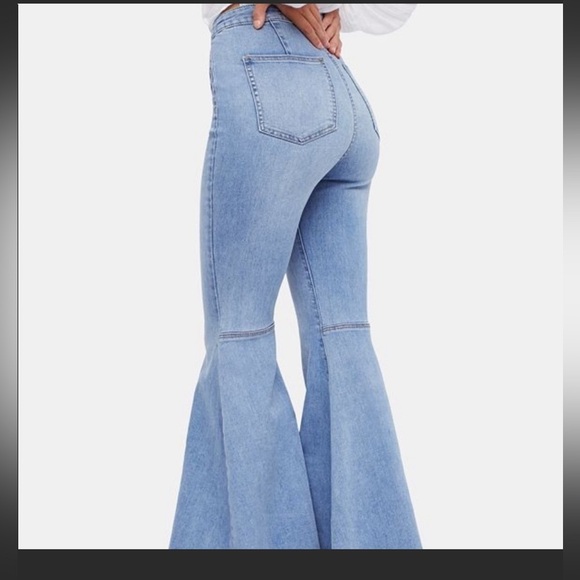 Free People Denim - - Just Float On Flare Bell Bottom High Rise Raw Hem
